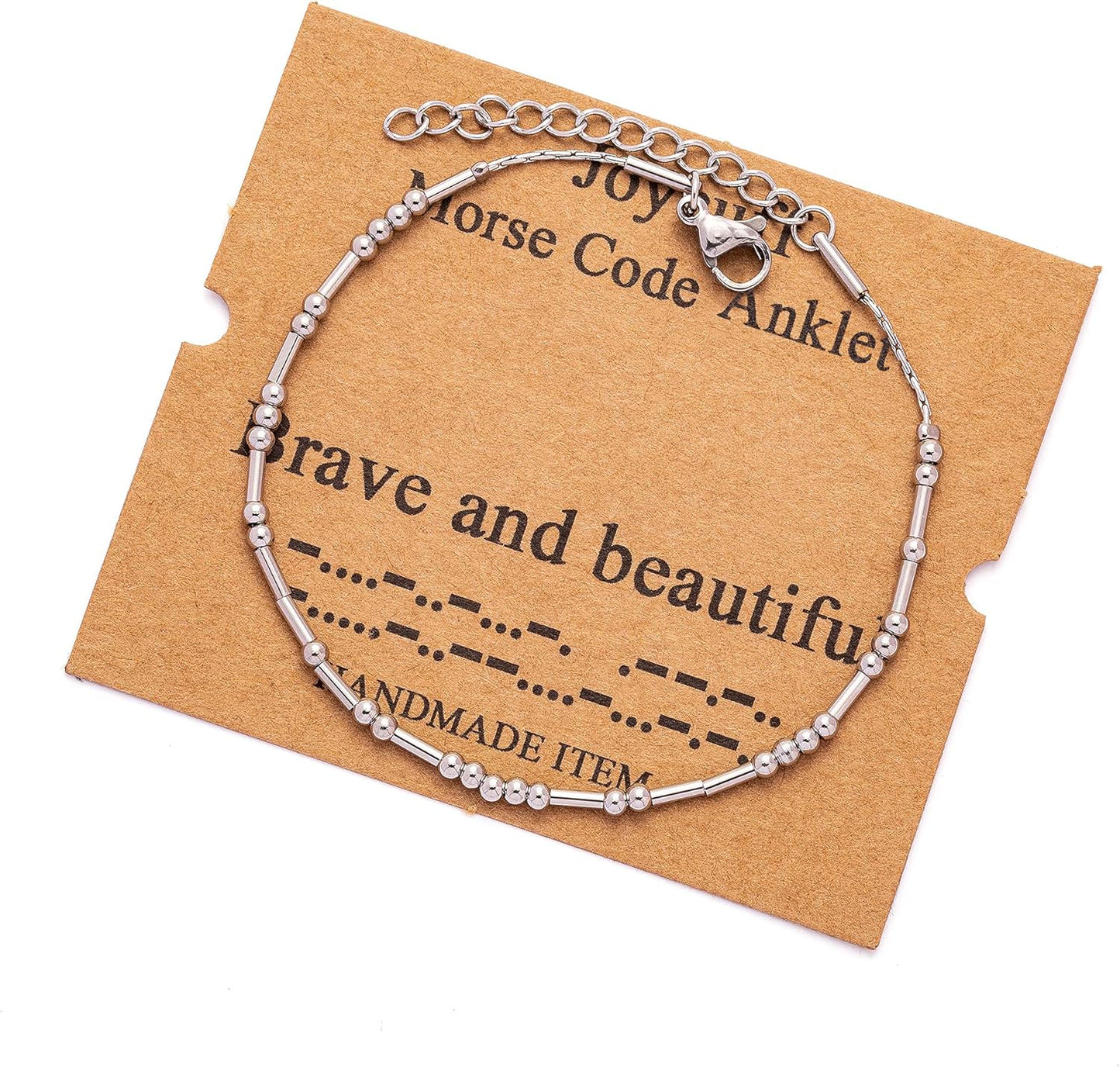 Morse Code ππ§π€π₯π ππ«ππππ₯πππ¬ ππ¨π« ππ¨π¦ππ§ Adjustable Silver Gold Anklets for Women Unique Beach Jewelry Gifts for Her