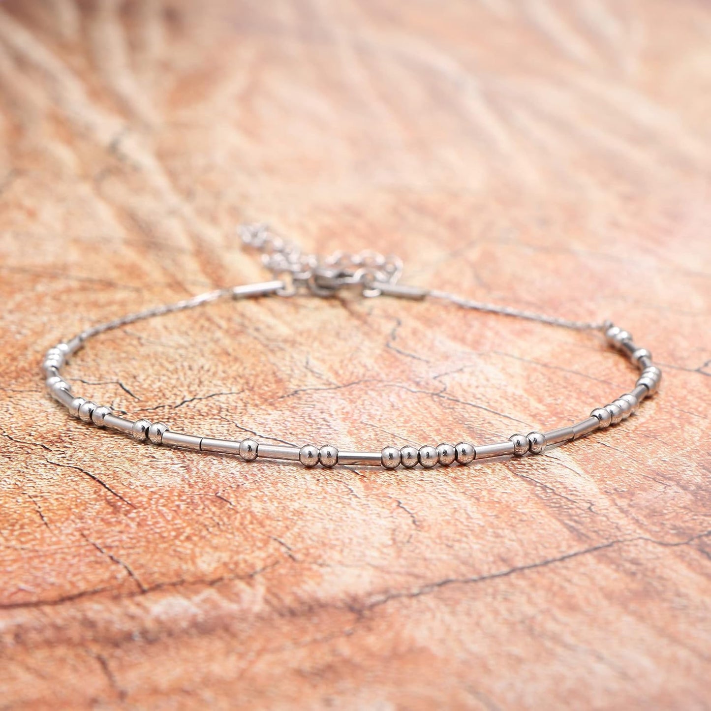 Morse Code ππ§π€π₯π ππ«ππππ₯πππ¬ ππ¨π« ππ¨π¦ππ§ Adjustable Silver Gold Anklets for Women Unique Beach Jewelry Gifts for Her