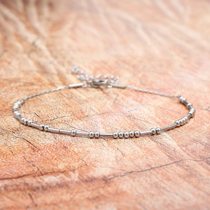 Morse Code 𝐀𝐧𝐤𝐥𝐞 𝐁𝐫𝐚𝐜𝐞𝐥𝐞𝐭𝐬 𝐟𝐨𝐫 𝐖𝐨𝐦𝐞𝐧 Adjustable Silver Gold Anklets for Women Unique Beach Jewelry Gifts for Her